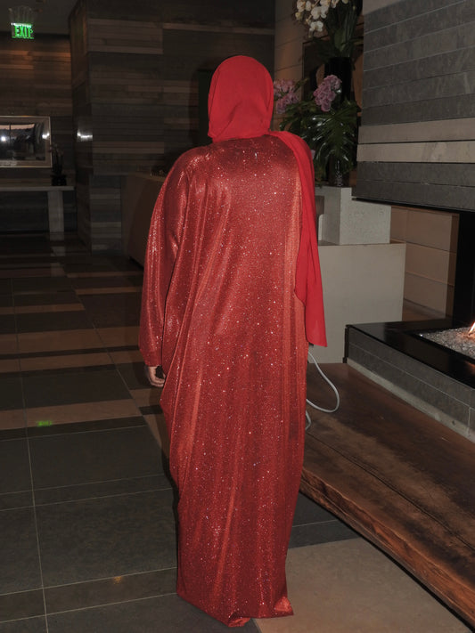 Malaika 3 Piece Abaya in Red - LIMITED EDITION