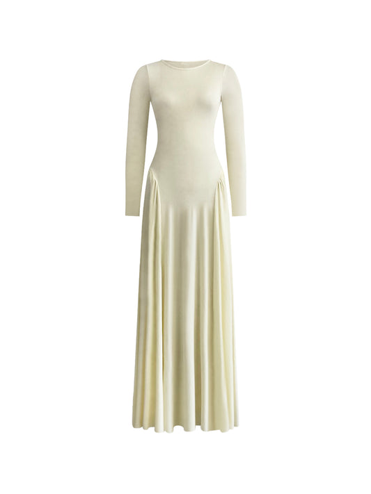 Hayat Long Sleeve Maxi Dress - Beige